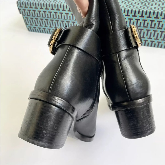 TORY BURCH Marsden Tall Riding Boots  Leather Block Heel Size 8 Round Toe - Picture 7 of 12